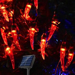 img 4 attached to 🌶️ Solar Powered Red Chili Pepper Lights - 23FT 50LED Outdoor Decorative String Lights for Garden, Christmas, Wedding, and Party Décor - X-GiftKey