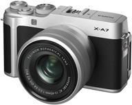 📷 зеркальная камера fujifilm x-a7 с объективом xc15-45 мм f3.5-5.6 ois pz, серебристого цвета. логотип