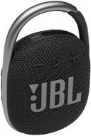 jbl clip 4: черный портативный bluetooth-динамик с водонепроницаемыми и пылезащитными функциями и встроенным аккумулятором логотип