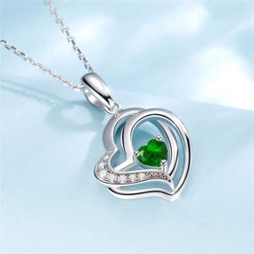 img 2 attached to 🌟 Cranmadia Birthstone Necklaces Sterling Silver CZ Double Heart Pendant Necklace: Fashion Jewelry Gift for Women, Teen Girls, Mom, Wife, Daughter - 16"+2" Chain