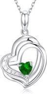 🌟 cranmadia birthstone necklaces sterling silver cz double heart pendant necklace: fashion jewelry gift for women, teen girls, mom, wife, daughter - 16"+2" chain logo