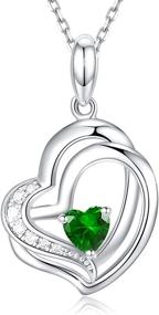 img 4 attached to 🌟 Cranmadia Birthstone Necklaces Sterling Silver CZ Double Heart Pendant Necklace: Fashion Jewelry Gift for Women, Teen Girls, Mom, Wife, Daughter - 16"+2" Chain