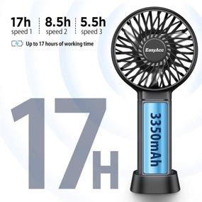 img 3 attached to Hand Mini Fan: EasyAcc Personal Fan for Hot Flashes with 17-Hour Battery Life, Strong Winds, and Convenient Lanyard - Perfect for Makeup, Travel, Shopping, Hiking (Black)