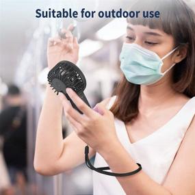 img 2 attached to Hand Mini Fan: EasyAcc Personal Fan for Hot Flashes with 17-Hour Battery Life, Strong Winds, and Convenient Lanyard - Perfect for Makeup, Travel, Shopping, Hiking (Black)