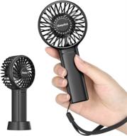 hand mini fan: easyacc personal fan for hot flashes with 17-hour battery life, strong winds, and convenient lanyard - perfect for makeup, travel, shopping, hiking (black) логотип