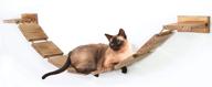 🐱 olive & d wall mount cat shelf - curved perch. sturdy wood floating hammock bridge - 56.7 inches handcrafted natural pine. wide bed, fully assembled, easy installation. logo