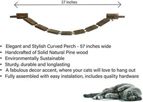 img 1 attached to 🐱 Olive & D Wall Mount Cat Shelf - Curved Perch. Sturdy Wood Floating Hammock Bridge - 56.7 inches Handcrafted Natural Pine. Wide Bed, Fully Assembled, Easy Installation.