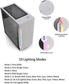 img 2 attached to 🌨️ Thermaltake H200 Snow Edition Mid Tower Case with Tempered Glass, RGB Light Strip, and 120mm Rear Fan (CA-1M3-00M6WN-03)