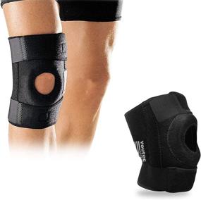 img 4 attached to Youtec Knee Brace - Adjustable Velcro Knee Support for Meniscus Tear, Arthritis, ACL, MCL - Ideal for Sports, Running, Basketball, Wrestling - Men & Women - Large Small - Grey