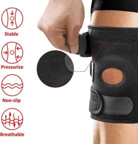 img 3 attached to Youtec Knee Brace - Adjustable Velcro Knee Support for Meniscus Tear, Arthritis, ACL, MCL - Ideal for Sports, Running, Basketball, Wrestling - Men & Women - Large Small - Grey