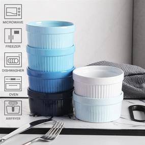 img 3 attached to 🍮 SWEJAR 8 унций керамические формы для суфле, рамки для выпечки, пудинга, крем-брюле, суфле - Набор из 6 шт. (Похожий цвет)