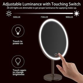 img 1 attached to 💄 Rose Gold Lighted Makeup Mirror with 1X/8X Magnification, Dual Power Supply and Dimmable Touch Screen – Portable Cosmetic Mirror with 29pcs LED Lights in Plating Rosegold