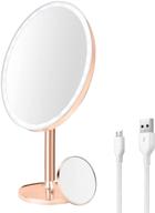 💄 rose gold lighted makeup mirror with 1x/8x magnification, dual power supply and dimmable touch screen – portable cosmetic mirror with 29pcs led lights in plating rosegold логотип