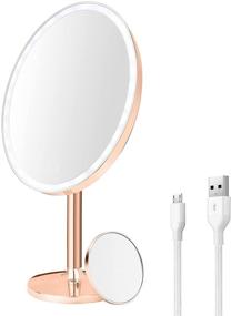 img 4 attached to 💄 Rose Gold Lighted Makeup Mirror with 1X/8X Magnification, Dual Power Supply and Dimmable Touch Screen – Portable Cosmetic Mirror with 29pcs LED Lights in Plating Rosegold