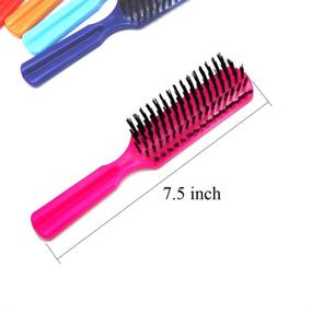 img 2 attached to 🖌️ Luxxii Pack 6 - Colorful Handle Nylon Bristle Brushes Hair Comb for All Hair Types