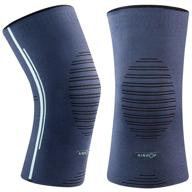 🏃 premium anti-slip knee support for men and women - 2 pack knee brace with side stabilizers and compression sleeve, medical grade knee pads - ideal for running, dancing, workout, sports, and hiking - blue, medium/large logo