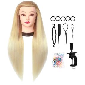 img 1 attached to 💇 DANSEE 28" Synthetic Hair Mannequin Head Training Doll Blonde | Hairdresser Manikin Cosmetology with DIY Braiding Set + Free Table Clamp (27-613)