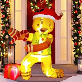 img 3 attached to 🎅 HOLLO STAR 5FT Christmas Inflatable Yard Decor: Lighted Gingerbread Man with LED Lights, Perfect Outdoor and Indoor Holiday Decoration for Home Lawn