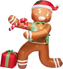 img 4 attached to 🎅 HOLLO STAR 5FT Christmas Inflatable Yard Decor: Lighted Gingerbread Man with LED Lights, Perfect Outdoor and Indoor Holiday Decoration for Home Lawn