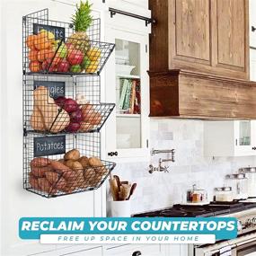 img 2 attached to 🏡 Farmhouse Charm 3-Tier Storage Baskets by Saratoga Home - Stylish Organizer for Wall, Counter, or Floor - Perfect for Fruit or Produce - Personalizable with Removable Chalkboards - Easy Assembly