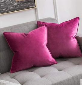 img 3 attached to 🛋️ Pack of 2 Oirpro Solid Velvet Throw Pillow Covers with Fringe - Decorative Pillow Covers for Couch, Bed, Sofa - 18x18 inch - Hot Pink