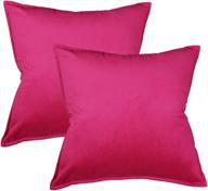 🛋️ pack of 2 oirpro solid velvet throw pillow covers with fringe - decorative pillow covers for couch, bed, sofa - 18x18 inch - hot pink логотип