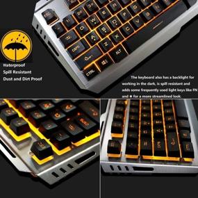 img 1 attached to 🎮 Enhance Your Gaming Experience with Orange Yellow Backlit Gaming Keyboard and Mouse Combo, LED Backlight, Clicky Keys, and Durable Silver Metal Structure - Perfect for Xbox, PS4, and PC Gaming!