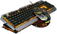 🎮 enhance your gaming experience with orange yellow backlit gaming keyboard and mouse combo, led backlight, clicky keys, and durable silver metal structure - perfect for xbox, ps4, and pc gaming! logo