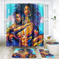 🌍 artsocket 4 piece tribal adventure africa bodypainting culture shower curtain set with non-slip rugs, toilet lid cover, and bath mat - year programm young man ceremony, bathroom decor set 72" x 72 logo