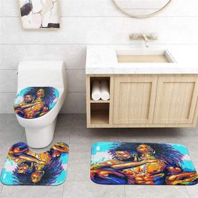 img 1 attached to 🌍 ArtSocket 4 Piece Tribal Adventure Africa Bodypainting Culture Shower Curtain Set with Non-Slip Rugs, Toilet Lid Cover, and Bath Mat - Year Programm Young Man Ceremony, Bathroom Decor Set 72" x 72