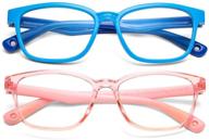 👓 coasion kids blue light blocking glasses 2 pack, durable tr frames for boys girls age 3-9, anti eye strain eyewear (blue/dark blue+clear pink) logo