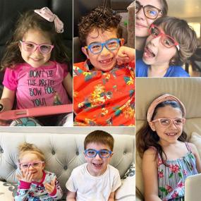 img 1 attached to 👓 COASION Kids Blue Light Blocking Glasses 2 Pack, Durable TR Frames for Boys Girls Age 3-9, Anti Eye Strain Eyewear (Blue/Dark Blue+Clear Pink)