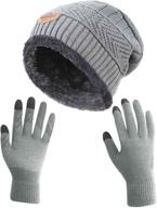 hindawi women's winter slouchy beanie gloves - knit hats skull caps with touch screen mittens logo