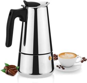 img 4 attached to ☕ Lalafancy Stovetop Espresso Coffee Maker: 430 Stainless Steel, 6 Cup Moka Pot for Cuban & Italian Coffee Shots