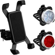 🚲 versatile usb rechargeable bike light set with anti-shake phone mount holder - essential black bike riding accessories logo