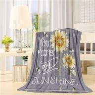 🌻 my sunshine blanket: lightweight flannel fleece sunflower throw blanket, reversible cozy plush microfiber, all-season bed/couch/sofa blanket - 40x50 inch, yellow and gray logo