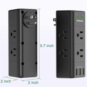 img 2 attached to 🔌 ONDG Multi Plug Outlet Extender with USB Ports, Surge Protector - 6 Outlet Expander with 3 USB Ports, Rotating Plug, 1680 Joules - Wall Mount Outlet Splitter for Home and Dorm Essentials