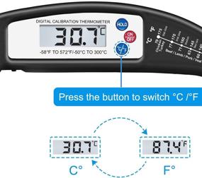 img 2 attached to 🌡️ Digital Instant Read Food Thermometer with Probe for Kitchen Cooking, BBQ, Poultry, Grill, Foldable Design, Fast & Auto On/Off – Perfect Christmas Gift, Black