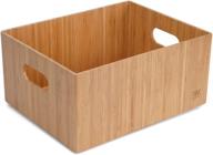 📦 durable bamboo storage box with handles, 14”x11”x6.5”, stackable for organizing toys, bedding, clothes, baby essentials, arts & crafts, closet & office shelf logo