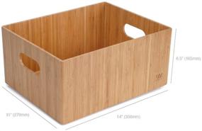 img 3 attached to 📦 Durable Bamboo Storage Box with Handles, 14”x11”x6.5”, Stackable for Organizing Toys, Bedding, Clothes, Baby Essentials, Arts & Crafts, Closet & Office Shelf