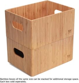 img 2 attached to 📦 Durable Bamboo Storage Box with Handles, 14”x11”x6.5”, Stackable for Organizing Toys, Bedding, Clothes, Baby Essentials, Arts & Crafts, Closet & Office Shelf