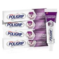super poli-grip cushion & comfort denture cream - enhanced comfort and hold for dentures, 2.2oz (pack of 4) logo