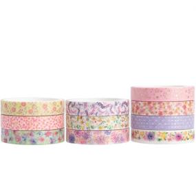 img 2 attached to 🌸 YUBBAEX 10 Rolls Sparkling Washi Tape Set: 8mm Skinny Gold Foil Decorative Masking Tapes for Bullet Journal, Scrapbook, Planner, DIY Crafts - Beautiful Flowers Included