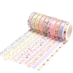 img 1 attached to 🌸 YUBBAEX 10 Rolls Sparkling Washi Tape Set: 8mm Skinny Gold Foil Decorative Masking Tapes for Bullet Journal, Scrapbook, Planner, DIY Crafts - Beautiful Flowers Included