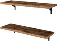 📚 superjare retro brown wall mounted floating shelves, set of 2 - display ledge & storage rack for room, kitchen, or office logo