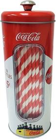 img 3 attached to 📦 The Tin Box Company Coke Holder Tin: Includes 20 Paper Straws - Red and White, 3-3/8 x 8-1/4"H - Shop Now!