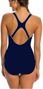 img 1 attached to 👙 Stylish Speedo Women's One Piece Swimsuit: Keyhole Racerback, Moderate Cut, Contrast Trim