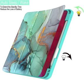 img 1 attached to iPad Pro 11 Inch Case: Feams Slim Protective Tri-Fold Green Marble Cover with Pencil Holder (2021/2020/2018)