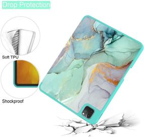 img 2 attached to iPad Pro 11 Inch Case: Feams Slim Protective Tri-Fold Green Marble Cover with Pencil Holder (2021/2020/2018)