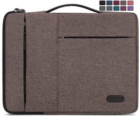 img 4 attached to 📱 Waterproof Laptop Sleeve Case 13.3-14 Inch, Durable 360 Protective Carrying Case with Portable Handle, Business Briefcase Compatible with MacBook Air/Pro, HP, Dell, ThinkPad Notebook - Coffee